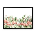 thumbnail image 1 of Designart 'Palm Leaves and Pink Flamingos Tropical Birds' Traditional Framed Art Print, 1 of 4