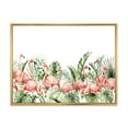 thumbnail image 1 of Designart 'Palm Leaves and Pink Flamingos Tropical Birds' Traditional Framed Canvas Wall Art Print, 1 of 5