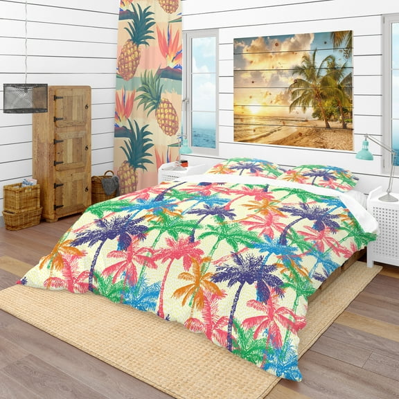 Designart 'Palm Pattern A' Tropical Duvet Cover Set