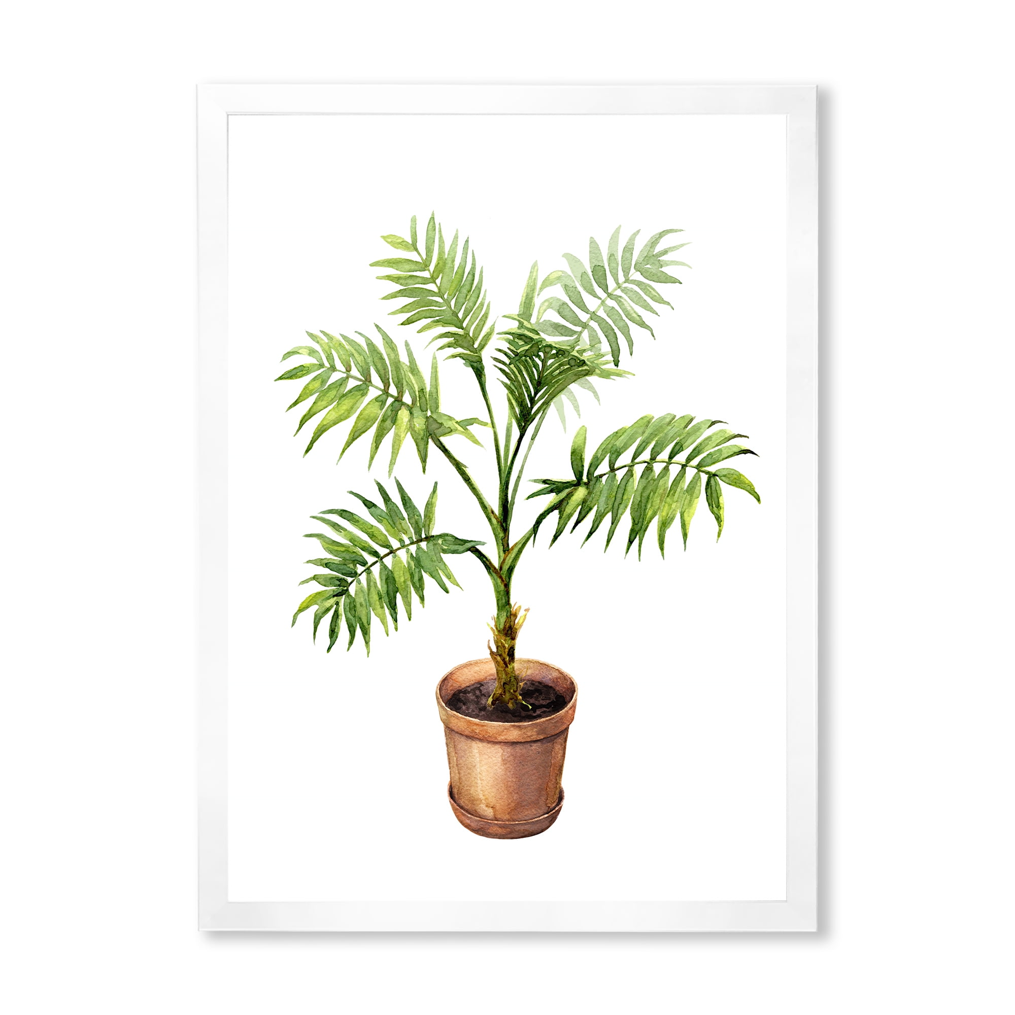 Designart 'Palm Plant In Clay Flowerpot' Traditional Framed Art Print