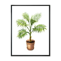 Designart 'Palm Plant In Clay Flowerpot' Traditional Framed Canvas Wall Art Print