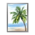 thumbnail image 1 of Designart 'Palm Tree At The Beach' Nautical & Coastal Framed Art Print, 1 of 4