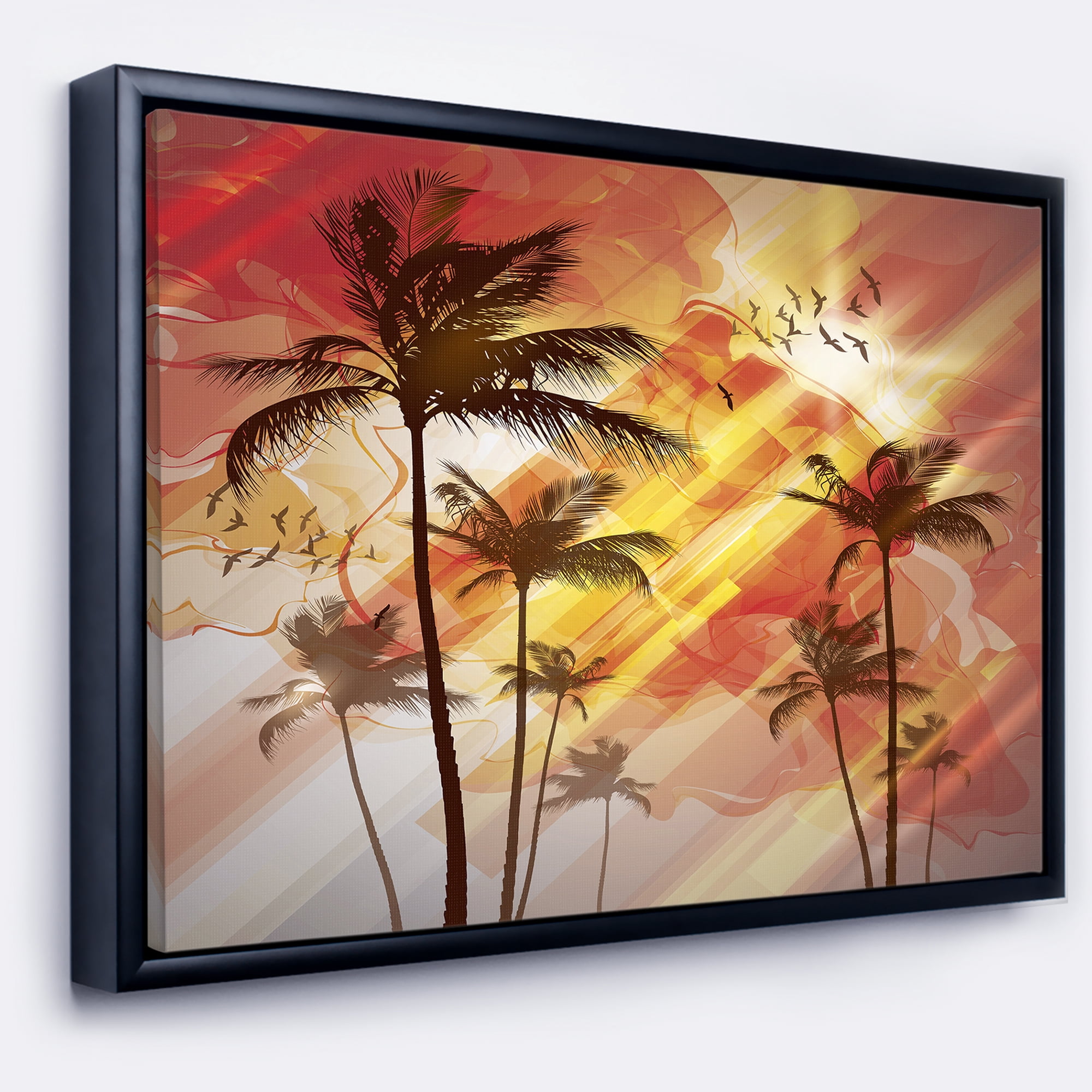 Designart ' Palm Tree at Sunset ' Photography Framed Canvas Art Print