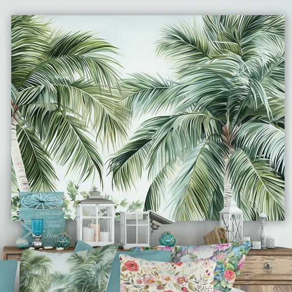 Designart "Palm Trees By The Beach III" Palms & Palm Trees Canvas Art Print