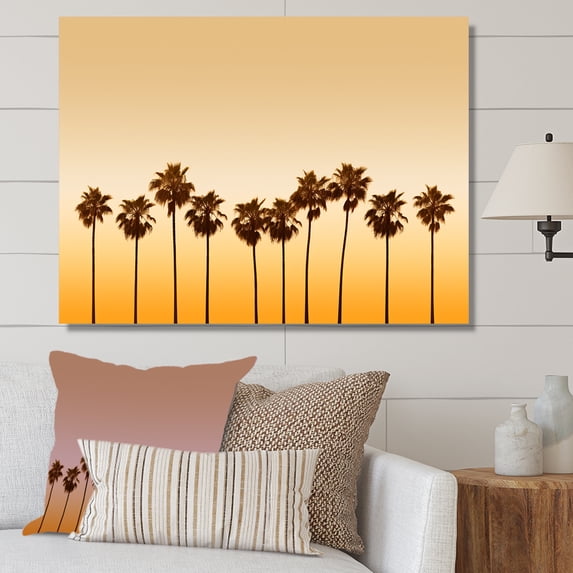 Designart "Palm Trees In The Golden Sunrise I" Palms & Palm Trees Wall Decor