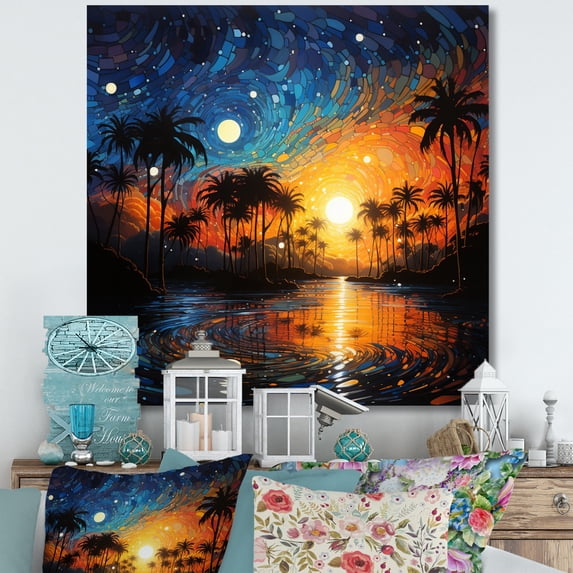 Designart "Palm Trees Tropical Painting I" Landscapes Wall Art Print