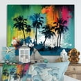 thumbnail image 1 of Designart "Palm Trees Vibrant I" Modern Landscape Beach Metal Wall Art, 1 of 5