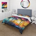 thumbnail image 1 of Designart "Palm Trees Vibrant III" Modern Landscape Beach Bedding Covert Set - Modern Beach Pink Landscapes Bed Set With 2 Shams, 1 of 6