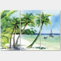 Designart ' Palm Trees With Summer Beach ' Nautical & Coastal Canvas Wall Art Print