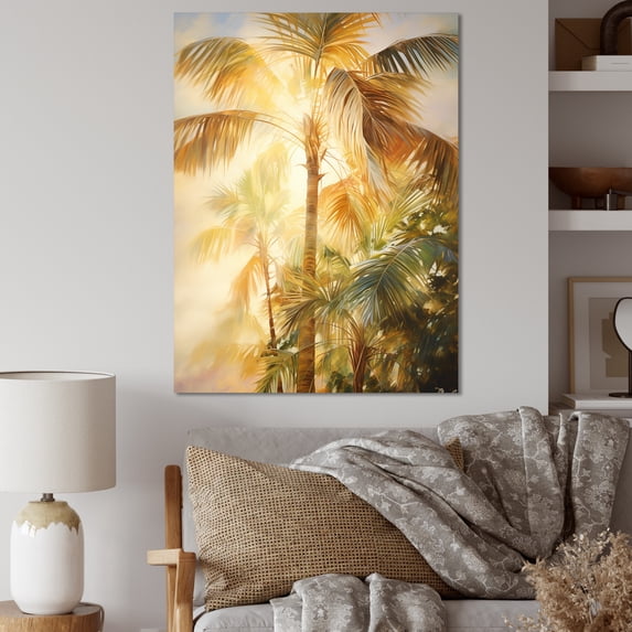 Designart "Palm Trees love expression II" Floral Canvas Wall Art