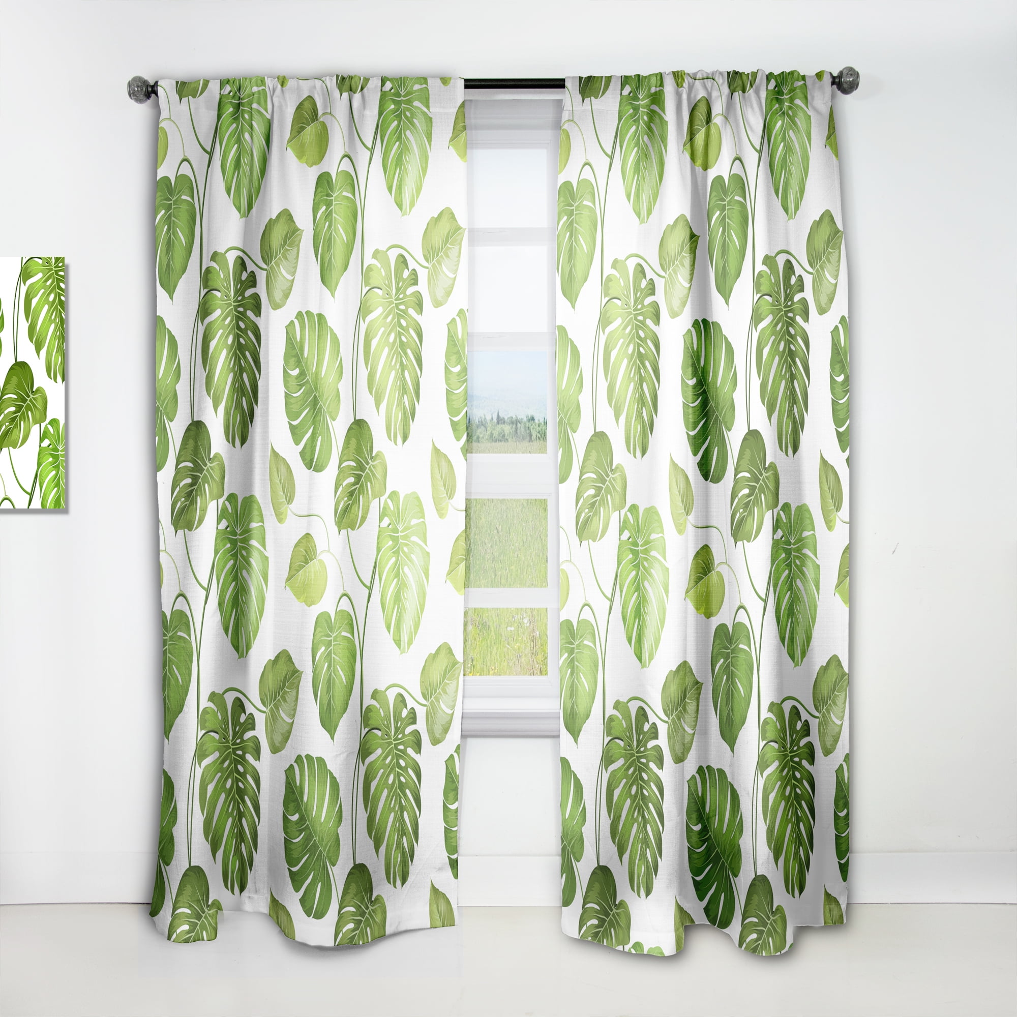 Designart 'Palm Tropical Leaves II' Mid-Century Modern Curtain Panel