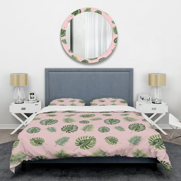 Designart 'Palm Tropical leaves pattern.' Mid-Century Modern Duvet Cover Set