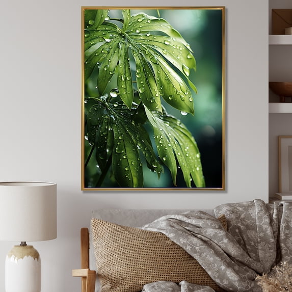 Designart "Palms Awaken In Mossy Morning Light" Palms & Palm Trees Floater Framed Wall Art Prints
