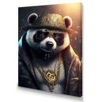 Designart Panda Gangster In NYC I Canvas Wall Art