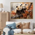 thumbnail image 1 of Designart "Pandas Playful China Art painting I" Animals Floater Framed Canvas Print, 1 of 7
