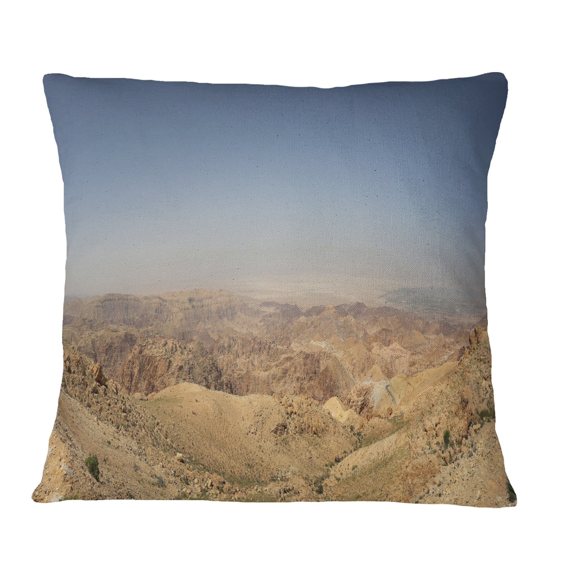 Designart Panorama Desert Hills Jordan - Landscape Printed Throw Pillow - 16x16