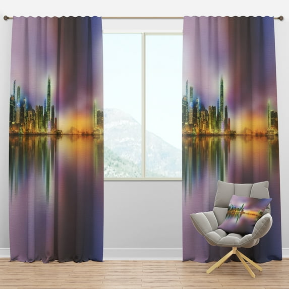 Designart 'Panorama Hong Kong at Twilight ' Cityscape Blackout Curtain Panel