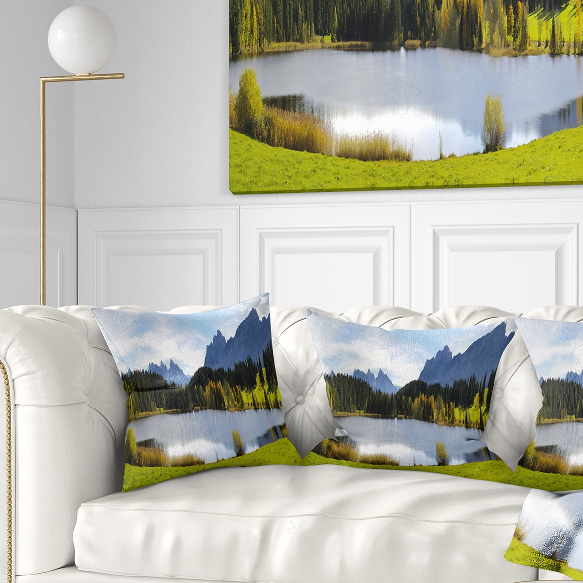 Designart Panorama Landscape in Bavaria - Photography Throw Pillow - 16x16