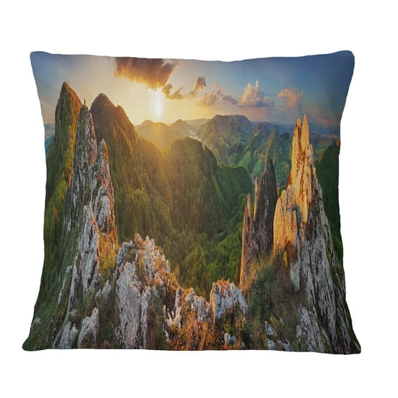 Designart Panorama Mountains Slovakia - Landscape Printed Throw Pillow - 16x16
