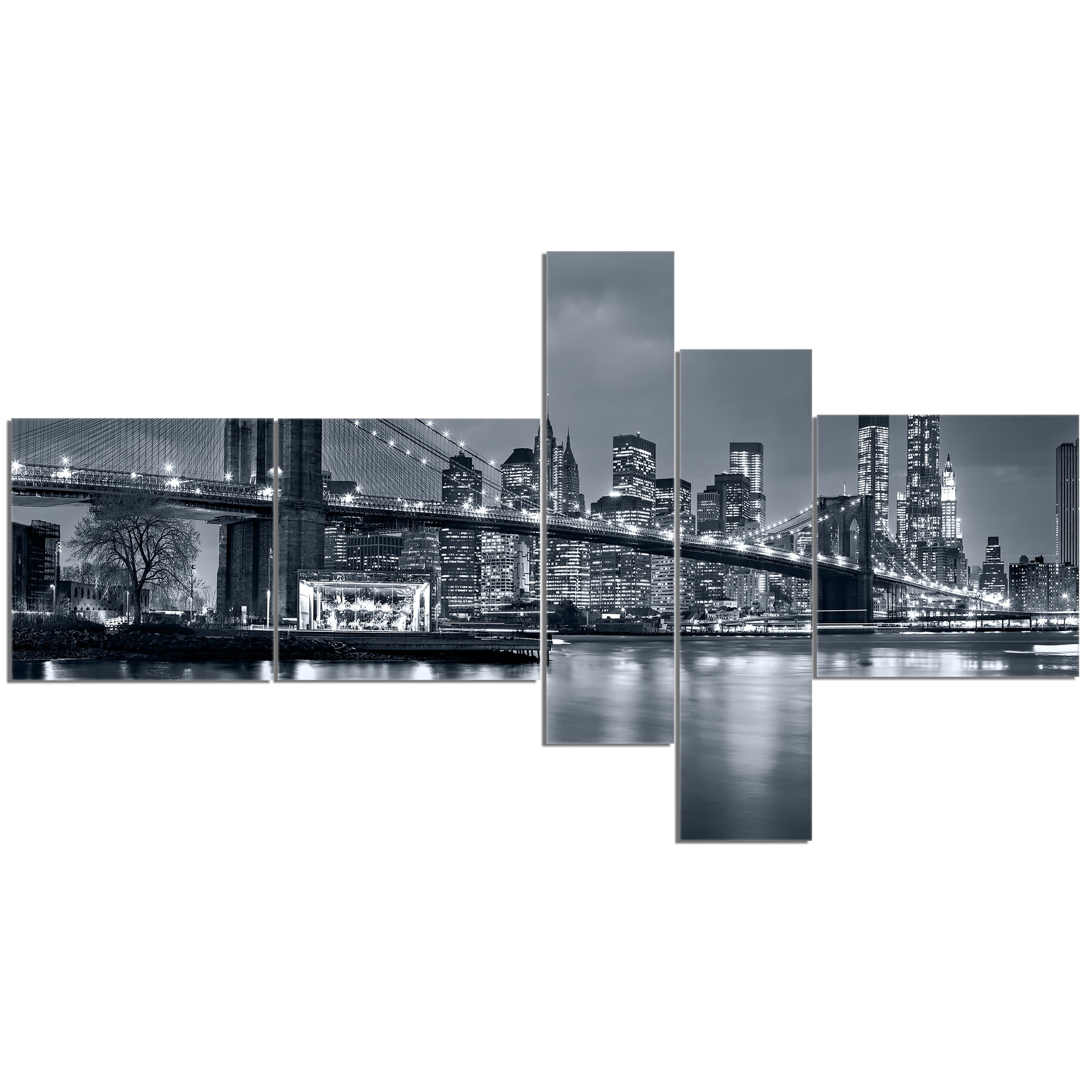 Designart 'Panorama New York City at Night ' Cityscape Canvas Print