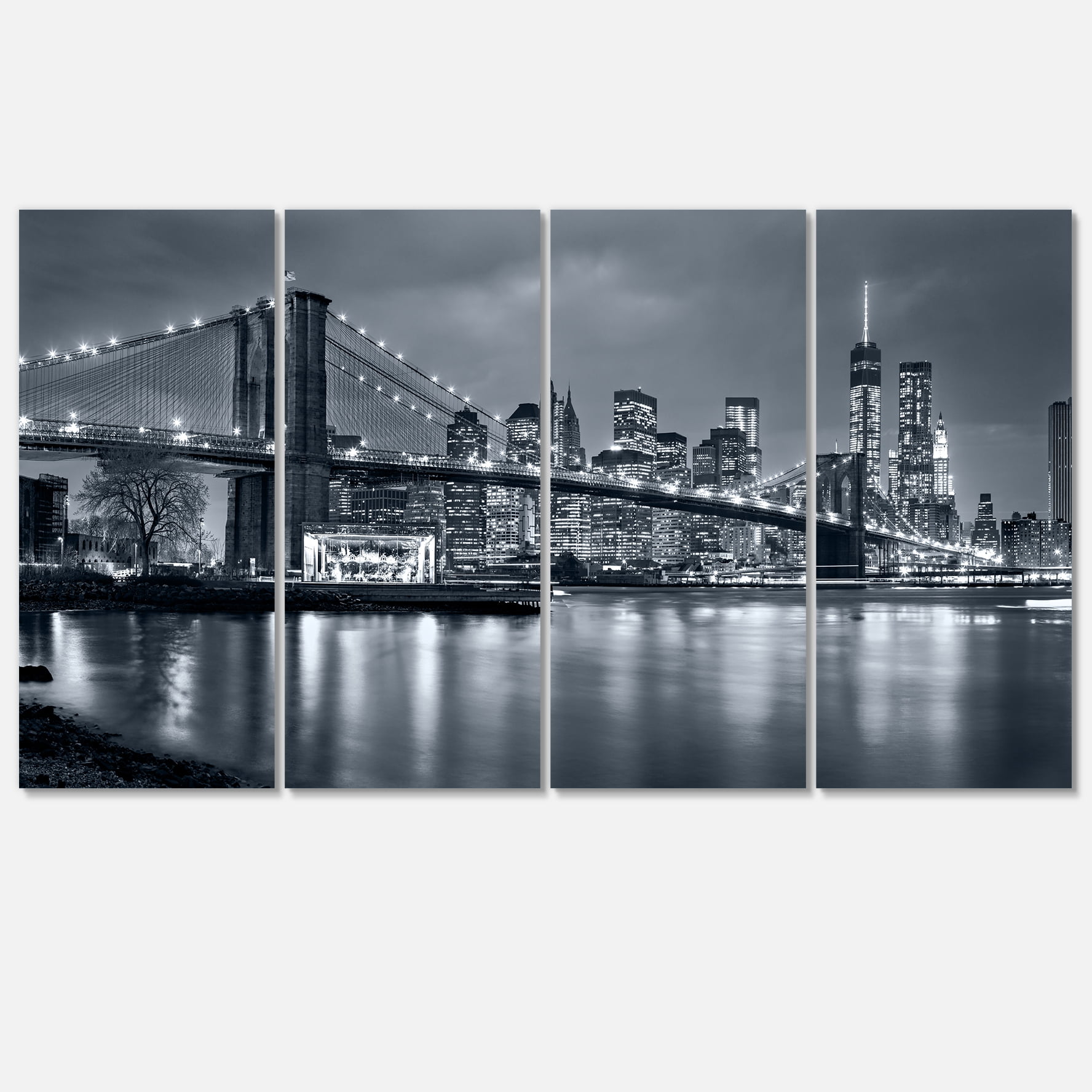 Designart 'Panorama New York City at Night ' Cityscape Canvas Print