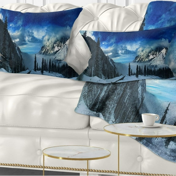 Designart Panorama of Snowy Mountains - Landscape Printed Throw Pillow - 12x20
