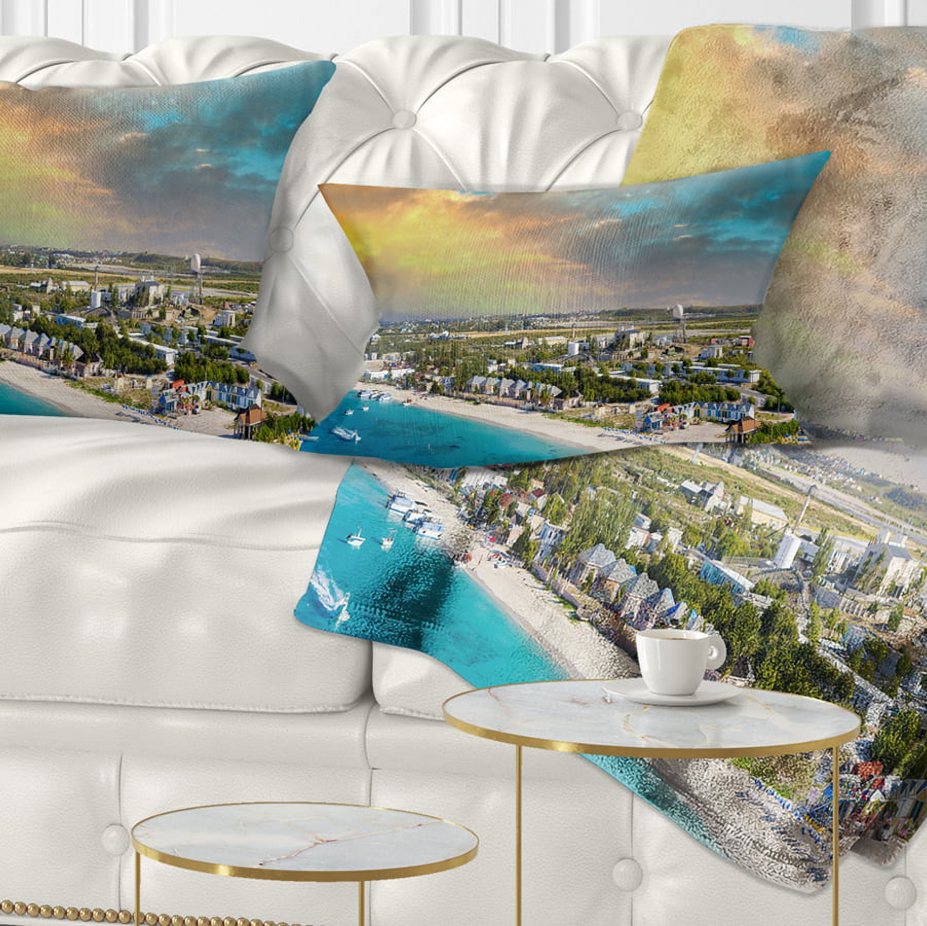 Designart Panoramic Caribbean Island - Landscape Photography Throw Pillow - 12x20