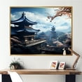 thumbnail image 1 of Designart "Panoramic Serenity at Japan Temple" Landscapes Framed Wall Art - Traditional Blue Japan Entryway Framed Wall Art, 1 of 6