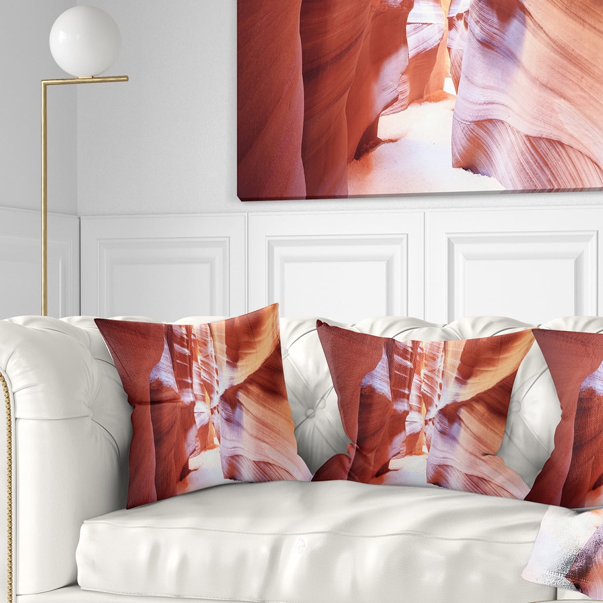 Designart Panoramic View Antelope Canyon - Landscape Photography Throw Pillow - 16x16