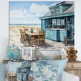 thumbnail image 1 of Designart "Panoramic View of Oceanfront Beach Restaurant" Coastal Wall Art - Coastal Blue Coastal Windows Entryway Wall Art, 1 of 4