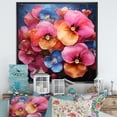 thumbnail image 1 of Designart "Pansies In A Neon Tropical Fantasy" Pansies Floater Framed Canvas Wall Art, 1 of 5