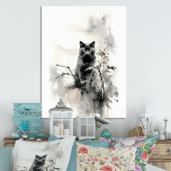 Designart "Panther Sumi Asian Painting II" Asian Metal Wall Art Prints