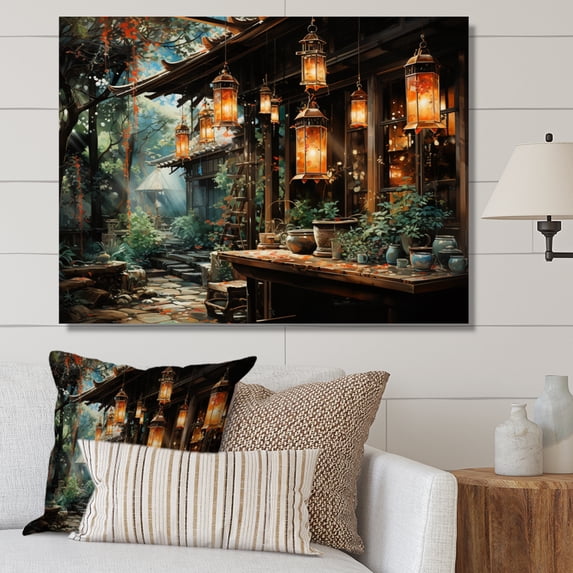 Designart "Paper Lantern Glow Japanese Festive Atmosphere IV" Japanese Canvas Wall Art