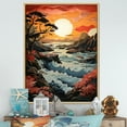 thumbnail image 1 of Designart "Papercut of a Crimson Beach Sunset I" Landscape & Nature Floater Framed Wall Art Print, 1 of 7