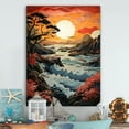 thumbnail image 1 of Designart "Papercut of a Crimson Beach Sunset I" Landscape & Nature Metal Art Print, 1 of 1