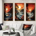 thumbnail image 1 of Designart "Papercut of a Crimson Beach Sunset III" Landscape & Nature Framed Wall Art Set Of 3 - Orange Beach Frame Gallery Set For Office Decor, 1 of 7