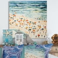 thumbnail image 1 of Designart "Parade of Umbrellas on Beach Day III" Beach Wall Art - Coastal Blue Beach People Entryway Wall Art Print, 1 of 6