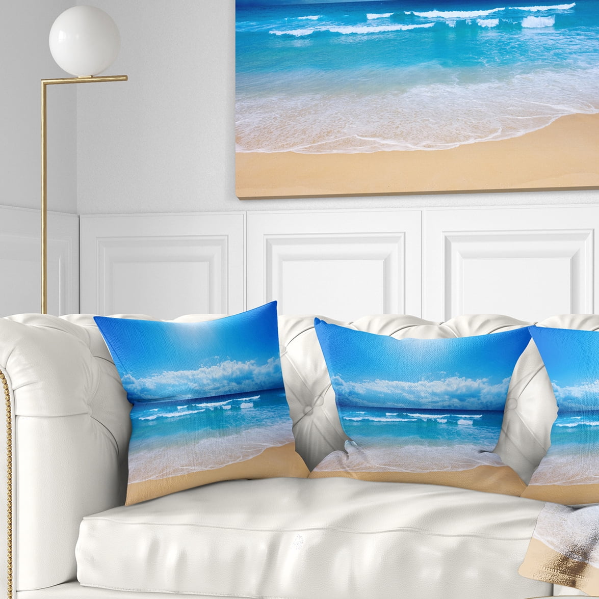 Designart Paradise Beach - Seascape Photography Throw Pillow - 16x16