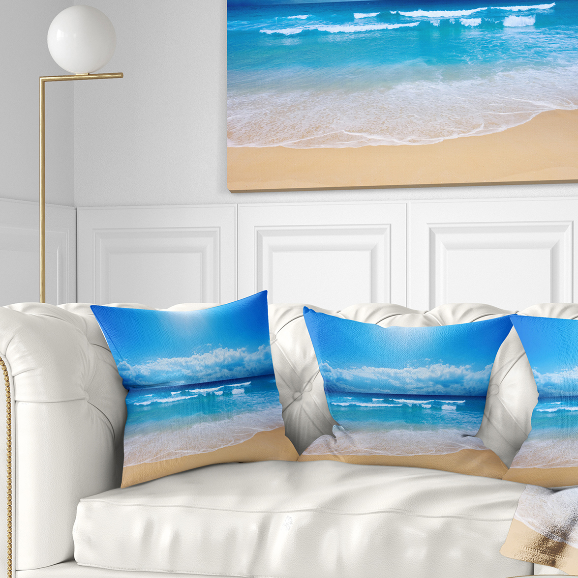 Designart Paradise Beach - Seascape Photography Throw Pillow - 18x18