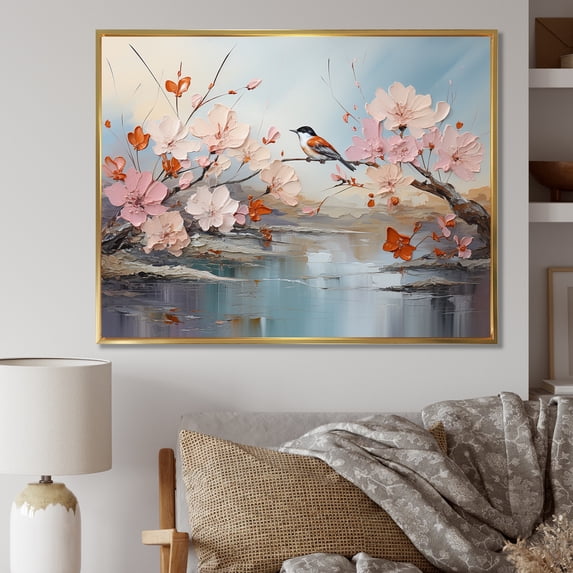 Designart "Paradise In Bloom I" Flower Field Floater Framed Wall Art Prints