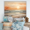 thumbnail image 1 of Designart "Paradise Of Beige And Golden Beach Sunset II" Coastal Sunset Floater Framed Wall Decor, 1 of 5