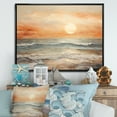 thumbnail image 1 of Designart "Paradise Of Beige And Golden Beach Sunset II" Coastal Sunset Floater Framed Wall Decor, 1 of 5