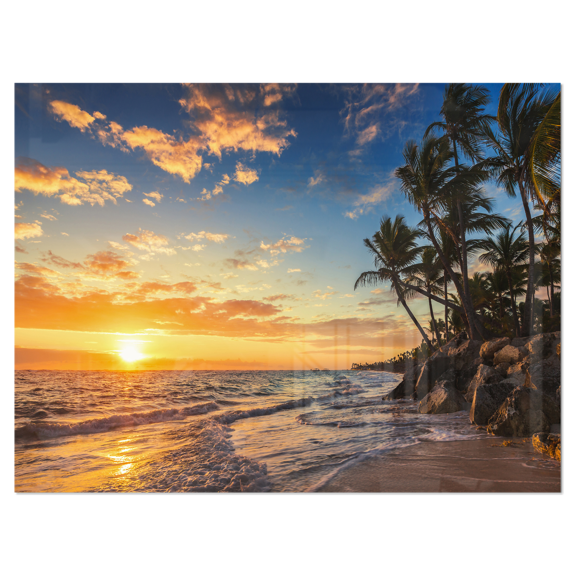 Designart 'Paradise Tropical Island Beach with Palms ' Extra Large Seascape Metal Wall Decor