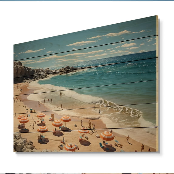 Designart "Paradise for Surfers I" Nautical & Beach Print on Natural Pine Wood