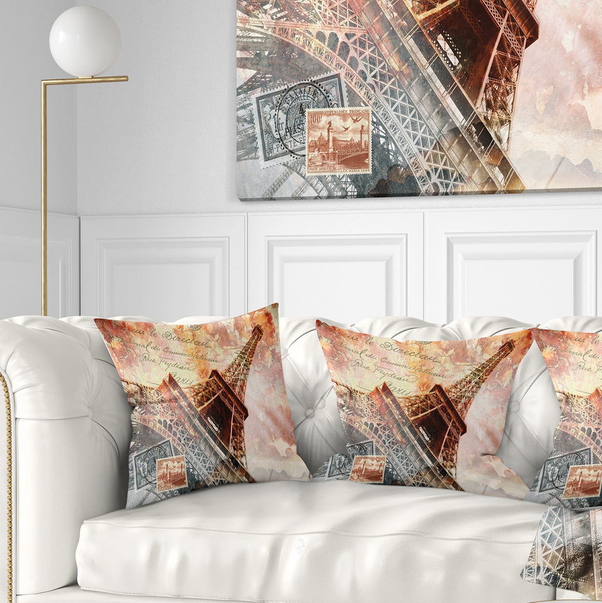 Designart Paris Eiffel TowerParis - Contemporary Throw Pillow - 16x16