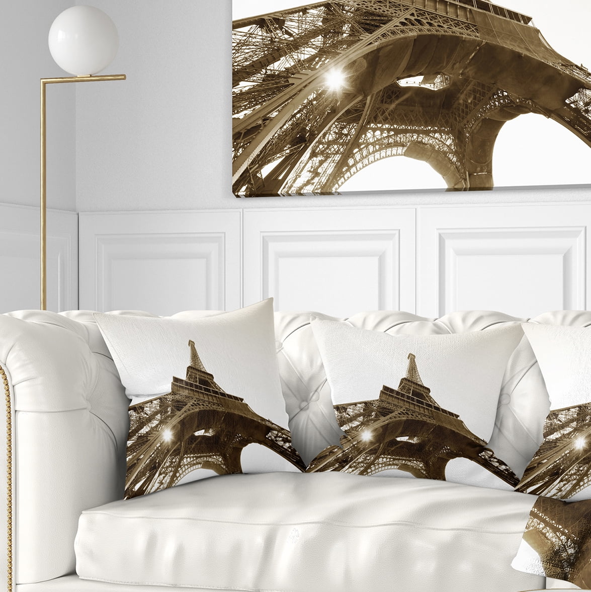 Designart Paris Eiffel TowerStraight Into Sky - Photography Throw Pillow - 16x16