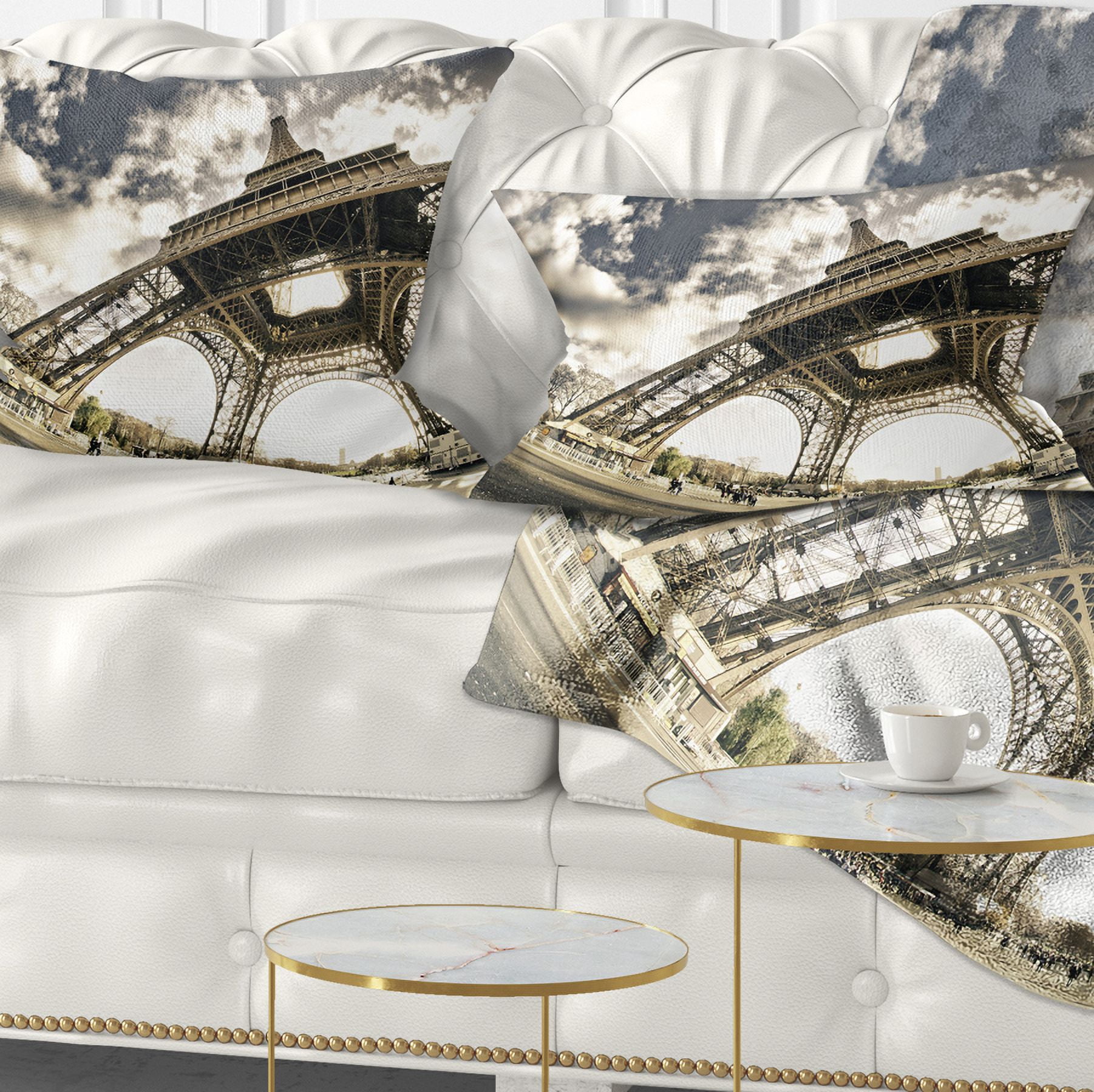 Designart Paris Eiffel Towerin Sunny Winter Morning - Throw Pillow - 12x20