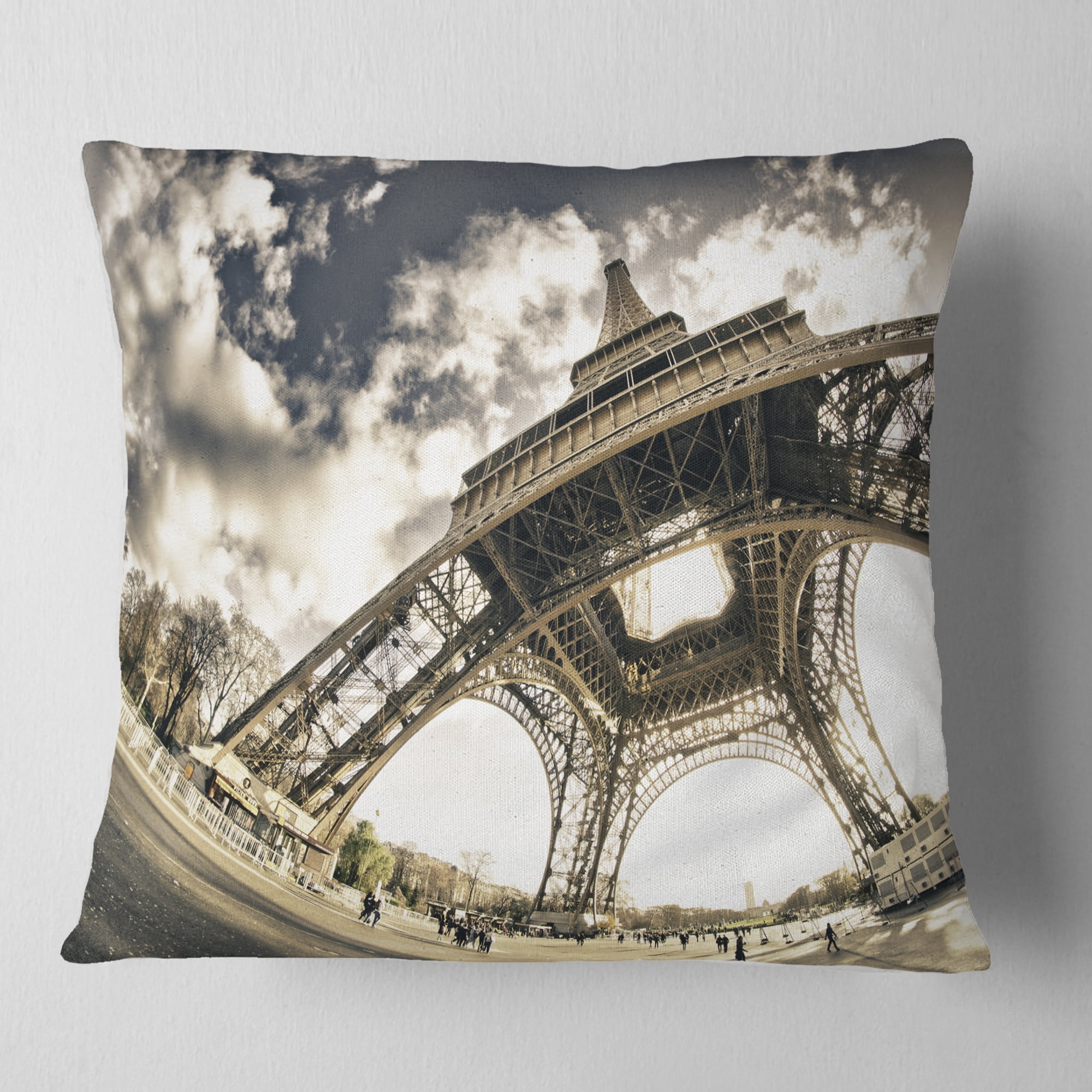 Designart Paris Eiffel Towerin Sunny Winter Morning - Throw Pillow - 16x16