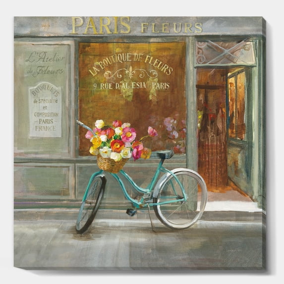 Designart 'Paris French Flowershop ' Traditional gallery-wrapped Canvas