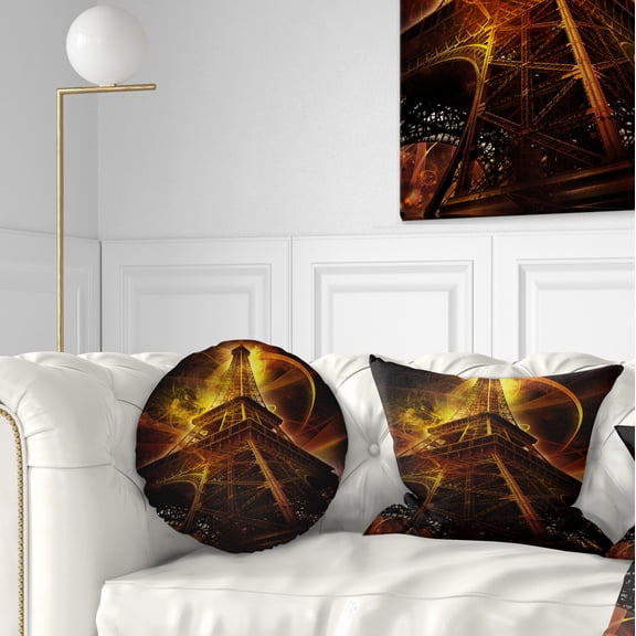 Designart Paris Paris Eiffel Toweron Fantasy Background - Cityscape Throw Pillow - 12x20